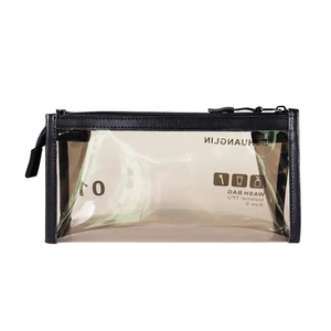 Waterproof PVC Transparent Makeup Bag New Black Recycled Organizer Travel Cosmetic Set Toiletry Storage for Bathroom - Product Image 5