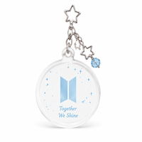 Porte-clés personnalisé en acrylique transparent avec logo bleu et texte imprimé, fermoir étoile argentée, cadeau promotionnel, fournisseur OEM