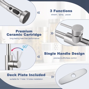 Einhand-Küchen armatur Edelstahl 304 Wasserhahn Moderne Küchen armaturen Ausziehbares Sprüh gerät Küchen spülen armaturen - Product Image 4