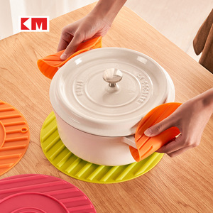 Tapis rond en silicone résistant à la chaleur KM, protection pour casseroles, tasses, bols, assiettes et plats de cuisine - Product Image 2