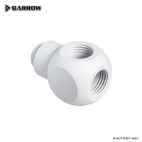 Barrow G1/4 "Hitam/Perak Terang/Putih Adaptor Putar 3 Arah Swivel Tee TX3T-A01 Konektor Pendingin Cair Komputer
