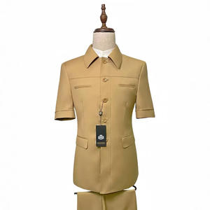 Costume de Bureau Formel pour <span class=keywords><strong>Homme</strong></span> Tenue de Marié à Manches Courtes <span class=keywords><strong>Blazer</strong></span> et Pantalon Ensembles de Costumes d'Affaires pour Hommes - Product Image 5