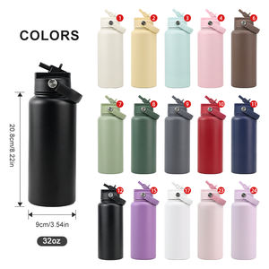 Custom Logo <b>Lock</b> Straw Double Wall Stainless Steel Drink Bottle Insulated Vacuum Flask Thermal Cup 32oz Sports Water Bottle - Product Image 2