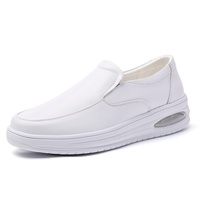 Chaussures d'infirmière pour hommes et femmes, semelles souples à coussin d'air, cuir véritable, respirantes, légères, antidérapantes, durables, grande taille