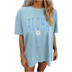 Camisetas gráficas informales para mujer, camisetas de gran tamaño, Camisetas básicas con estampado de letras, camisetas holgadas de manga corta - Product Image 1