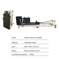 MJD Maple Pilates Reformer pliable |   Lit de studio professionnel de style scandinave |   Kit d'entraînement de base haut de gamme pour la remise en forme à domicile
