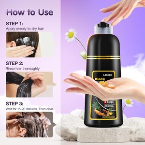 Leorx 3 in 1 Shampoo Colorante per Capelli Castani, Colorazione Semi-Permanente Istantanea a Base di Erbe, Unisex, 500 ml, Ingredienti Naturali - Product Image 3