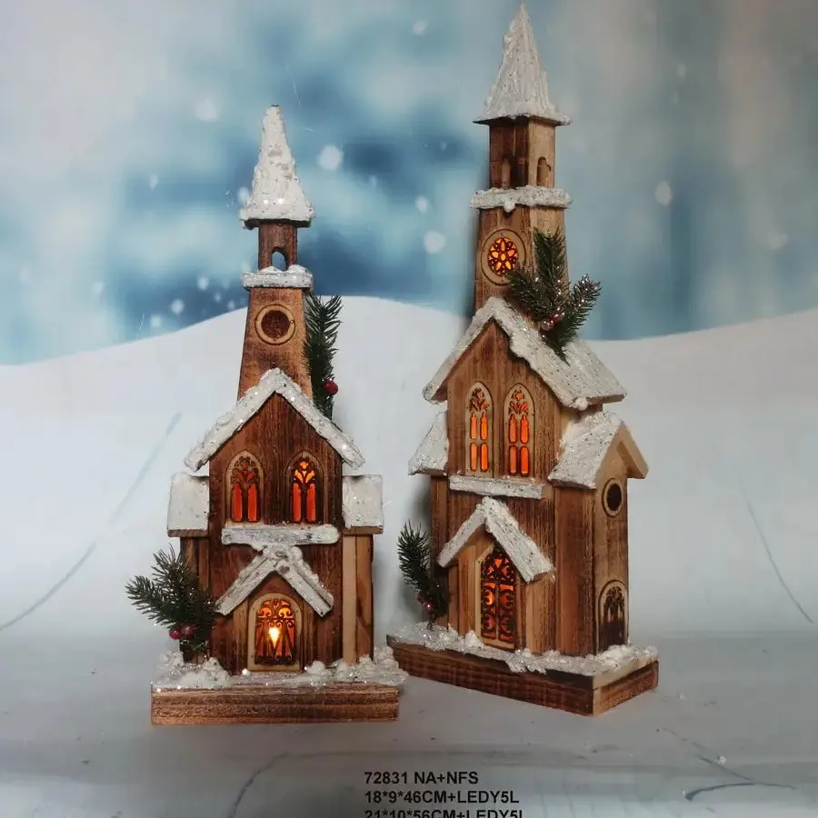 hochwertiges holz weihnachtshaus mit leichten ornamenten dekorationen haus für urlaub dekoration