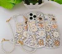 Coque de luxe pour iPhone 14 Pro Max, 12, 13, 16, 15 Pro, avec bracelet, motif diamant fait main, design tendance