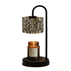 Lámpara calentadora de velas eléctrica con pantalla de lino barroco, brillo ajustable, para velas perfumadas, decoración del hogar, tamaño mediano, metal - Product Image 1