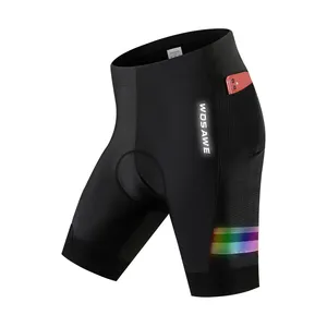 Wosawe Heren Fietsbroek 3D Gewatteerde Ademend Kleurrijke Reflecterende Sport Elastische Racefiets Anti-Slip Panty