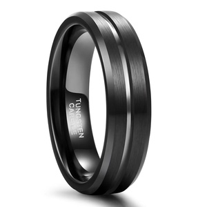 Anillos de carburo de tungsteno ranurados chapados en oro de 18 quilates de 8 mm POYA, anillos de boda modernos para hombre, para fiesta de compromiso - Product Image 1