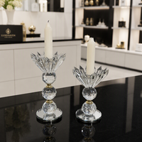 Jingxiao Élégant Chandelier en Cristal K9 Facetté, Base Stable en Boule de Cristal, Porte-Bougie Lampe à Beurre Haute Transparence pour