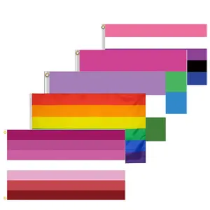 Stok grosir sublimasi terbang 3X5 kaki poliester besar pelangi Lesbian Gay bendera kebanggaan