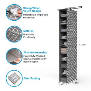 Hanging Sweater Organizer for Closet Wardrobe Household Folding 6 Compartments Non-woven Fabric Hanging Organizer for Clothes - Product Image 4