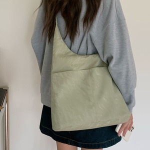 Sac fourre-tout pour femmes, grande capacité, vert rose, couleur unie, poche zippée, sac à bandoulière décontracté pour les déplacements, sac sous le bras, été 2024 - Product Image 3