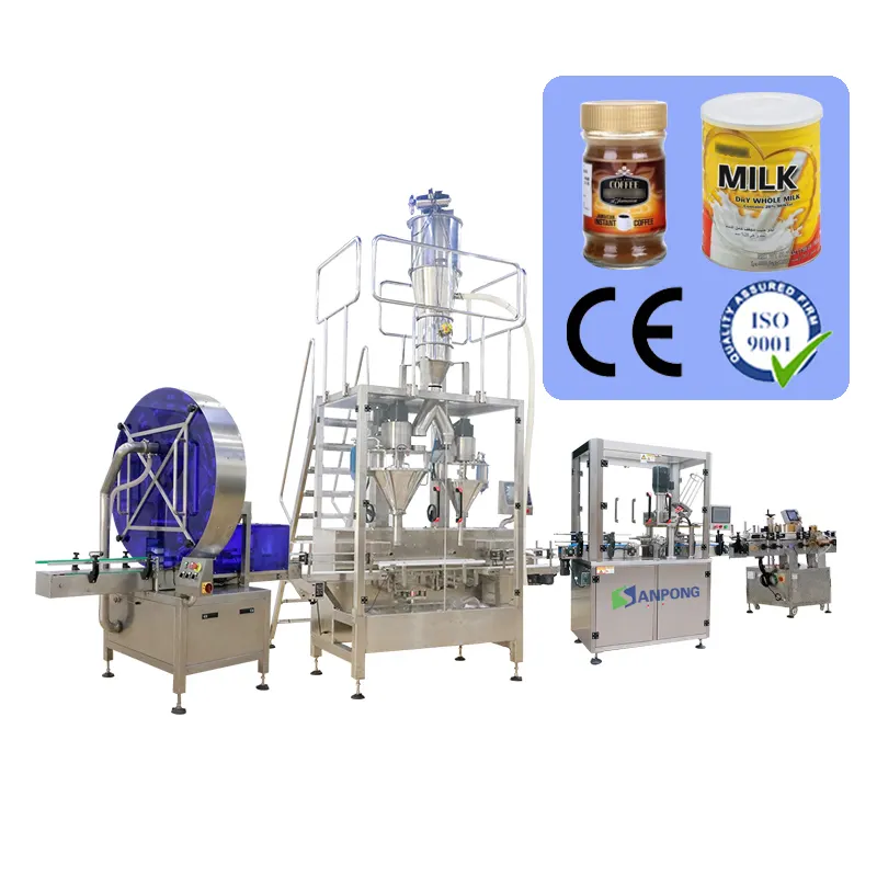 High accuracy customizable double auger automatic powder filling sealing capping labeling machine