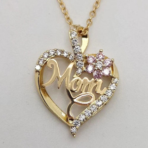 Collar con Colgante Floral de Corazón MOM para Mujer, Cadena para Clavícula, Joyería de Regalo - Product Image 1