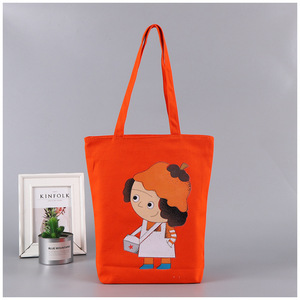 Sac fourre-tout en toile écologique en coton biologique, sac imprimé dessin animé de grande capacité, offre spéciale - Product Image 2