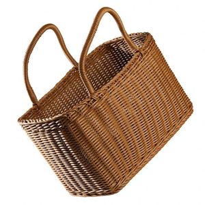 Panier à linge pliable mural en bambou, panier à dessert, paniers en osier faits sur mesure, jardinage, forme ronde bohème, en herbe de mer - Product Image 1