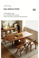 Table à manger multifonctionnelle en bois massif pour la maison, rétractable et pliable 	   Meubles de salon Meubles de salle à manger