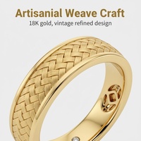 Bague en or 18 carats tressé avec diamant de laboratoire Good Century pour homme, 0,10 ct, personnalisable, gravable, pour couple, promesse, mariage, bijoux fins