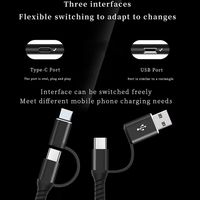 Câble USB de charge rapide 3A multifonction 4 en 1 avec connecteurs Type-C et Micro-USB, conducteur en cuivre pour appareils photo et téléphones mobiles