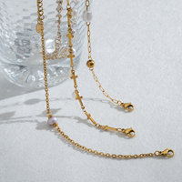 Bracelet en chaîne croisée dorée Grace avec perles, cinq breloques perles pendantes, motif croix, perles ajustables, bijoux fantaisie pour femme