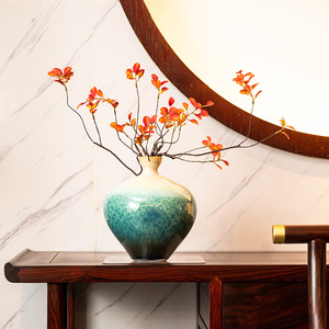 Jarrón de cerámica de estilo chino nuevo y moderno, jarrón de porcelana hecho a mano para sala de estar, mueble de TV, porche, decoración del hogar, adornos, jarrón de celadón