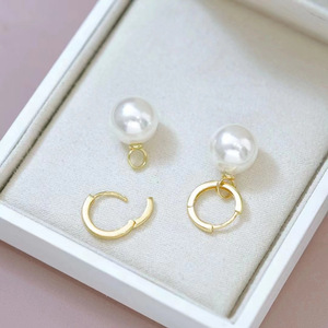 Accessoires en perles DIY 2018, clous d'oreille en argent S925 avec perles rondes de 9 à 13 mm, support vide, boucle d'oreille tendance pour boucles d'oreilles en perles - Product Image 3