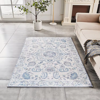 Tapis d'appoint en velours bleu cristal de style moderne, ultra doux, imperméable, antidérapant, à poils épais, fantaisie, fabriqué à la machine, toutes saisons DILAN