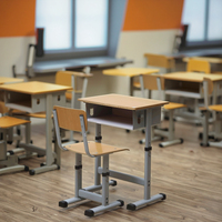 Ensemble table et chaise en bois réglable au design moderne pour les enfants d'âge scolaire - Mobilier pour étudiants