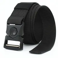 Cinturón de tela con hebilla para hombre, cinturón táctico popular de liberación rápida con logotipo personalizado, duradero, ideal para exteriores, 8264