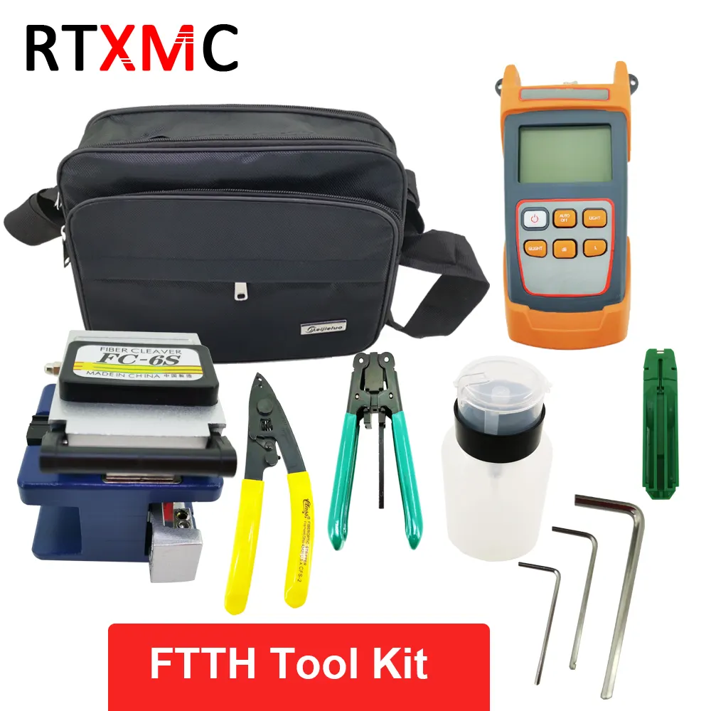 Fiber optik FTTH Tool Kit FC-6S Fiber Cleaver ve optik güç ölçer 5-30km görsel arıza bulucu kablo tel soyucu yüksek hızlı