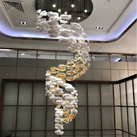 Lustre créatif en verre et céramique en forme d'œuf pour villa, escalier en colimaçon, hall d'hôtel, salon, suspension ovale