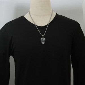 Stainless Steel Skull Pendant With <b>Cross</b> Design For Men And Women Fashion Necklace 23047 - Product Image 3
