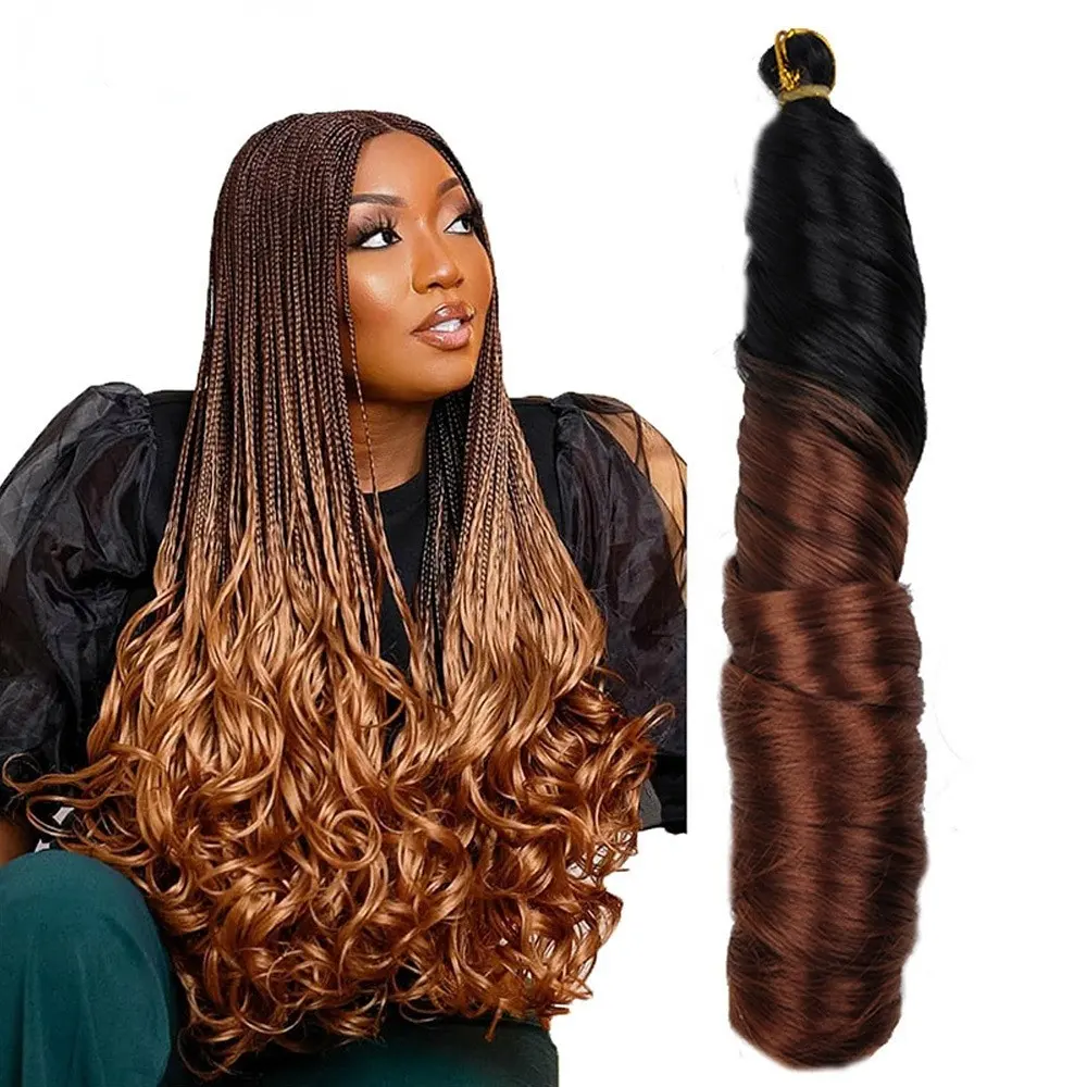 Biumart 22inch Loose Wave Spiral Curls French Curly Wig Synthetic Crochet Braid Pony Style Fluffy Silky Braiding Hair Extension