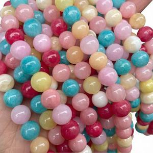 Perles rondes en pierre naturelle de jade de 8 mm, couleur bonbon arc-en-ciel, pour la fabrication de bijoux DIY, bracelet, collier - Product Image 1
