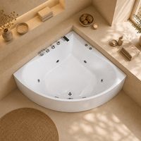 Baignoire d'angle en acrylique OEM 53x53 pouces avec douchette et robinet multifonction