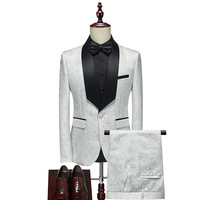 Ensemble deux pièces slim pour homme, col montant, idéal pour mariages, banquets et affaires, toute l'année