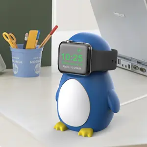 Baru kedatangan lucu kartun lucu bentuk Penguin Charger dasar Dock silikon Desktop pengisian berdiri pemegang untuk Apple Watch seri