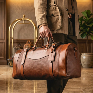 Sac de voyage en cuir personnalisé style vintage, léger, résistant à l'eau, pour la gym, les motards, les pique-niques, le rangement et les voyages - Product Image 1