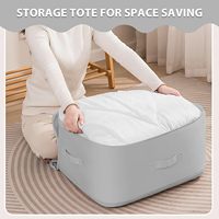 Sac de rangement ultra-simple et peu encombrant en polyester à fermeture éclair, auto-compressible, grande capacité, robuste, pour couettes et vêtements de déménagement