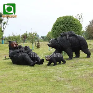 Statua animale della vetroresina della statua dell'orso marrone della vetroresina a grandezza naturale decorativa all'aperto