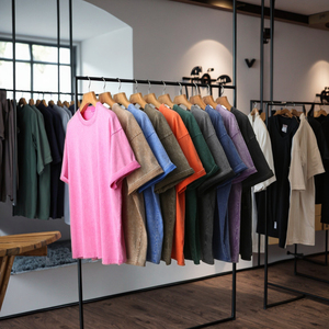 230GSM Özel Logo Baskılı %100 Pamuklu Örme Düz Renk Kısa Kollu Vintage Yıkama Büyük Beden Oversize Erkek Tişörtleri - Product Image 1