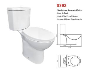 Inodoro de Cerámica Moderno Blanco Alargado de Dos Piezas para Baño con Doble Descarga y Cierre Suave - Product Image 3