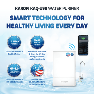 ระบบกรองน้ำดื่มออสโมซิสแบบย้อนกลับ Karofi KAQ-U98 10 ขั้นตอน สำหรับวางบนเคาน์เตอร์  50 GPD พร้อมเมมเบรน RO เปลี่ยนง่าย - Product Image 6