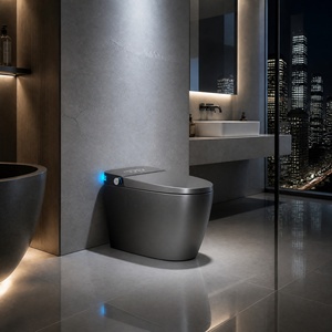 Inodoro Inteligente Gris Mate de Una Pieza, Alargado, Sin Tanque, con Descarga Automática, Bidé, Asiento con Calefacción, Pantalla LED, WC Inteligente para Baño - Product Image 3