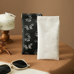 Portable <b>Sunglasses</b> <b>Case</b> Rectangle Soft Leather Print Design Eyeglasses Storage Bag Summer 2024 - Product Image 1