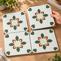 Carreaux de sol antidérapants mats à motif floral vintage 400x400mm pour la cuisine, le café, la salle de bain et l'entrée